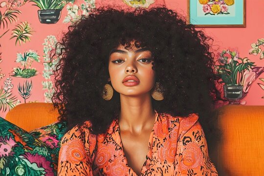 Latin American Woman in Candy-Colored Fashion with a Contemporary Edge
