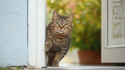 Cat opens the door