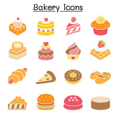 Bakery & Pastry icon set in thin line style