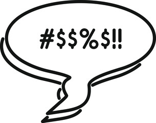 Simple line art comic speech bubble contains symbols expressing anger