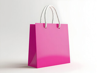 Bolsa de papel rosa en 3D para branding comercial y diseño de moda