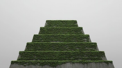 Abstract Pyramid Structure Covered in Lush Green Ivy Leaves