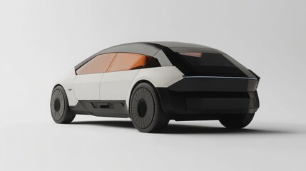 Electric Hatchback car concept, futuristic passenger vehicle prototype in minimalistic design, EV 3D render