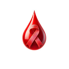 Red drop for World Health Day, isolated on transparent background