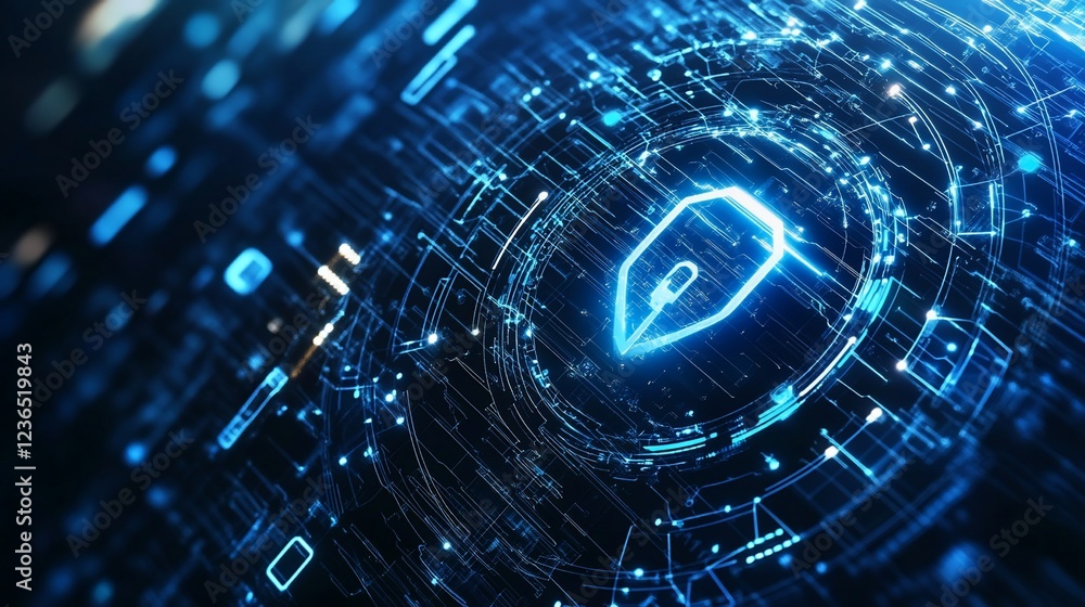 Poster abstract digital technology network connection background with shield protection symbol