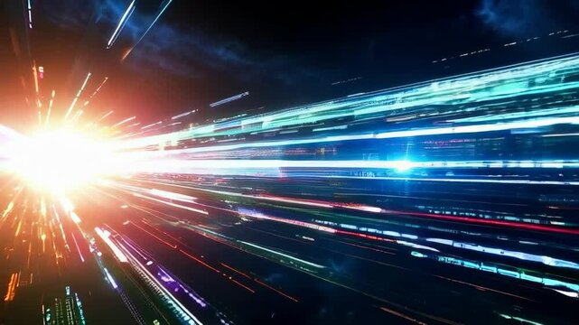 Abstract digital video background. neon binary code concept. video 3D animation.  Data Science,  futuristic, technology visualization. 