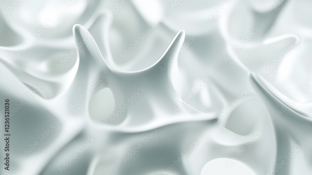 Poster abstract white texture with smooth organic forms and light reflections background
