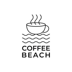 coffee beach logo design concept line style