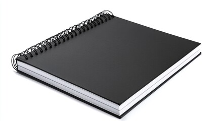 Black Spiral Bound Notebook Isolated on White Background. Elegant and Practical Stationery for Writing and Planning. 