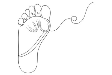 Foot sole continuous single line art of isolated outline vector drawing illustration 