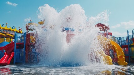Naklejka premium Giant Water Splash at Children's Playground