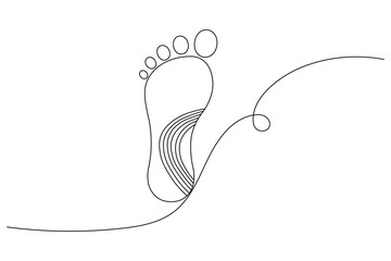 Foot sole continuous single line art of isolated outline vector drawing illustration 