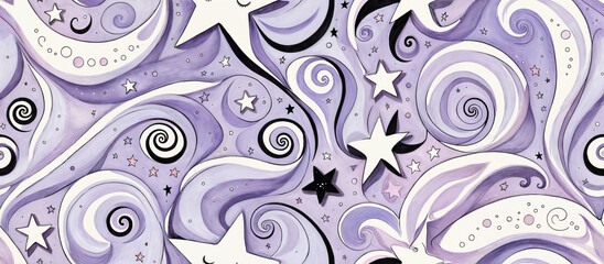 Pattern. Whimsical Starry Night Background Design
