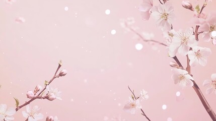 Fototapeta premium Blossoming Apricot Tree Branches with Copy Space for Web Banner. Spring Time Concept Highlighting Fresh Flowers and Renewal.