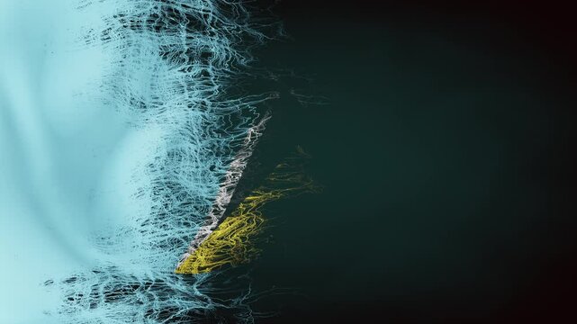 saint lucia flag animation with fabric formation effect and black and white mask. knitting fabric. threads weaving animation