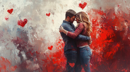 Obraz premium Concept love relationship art painting
