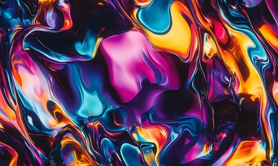 Fototapeta premium Abstract vibrant liquid swirls, colorful fluid motion background for design