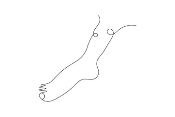 Foot sole continuous single line art of isolated outline vector drawing illustration 