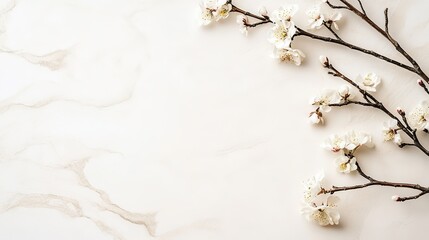 Blossoming Apricot Tree Branches with Copy Space for Web Banner. Spring Time Concept Highlighting Fresh Flowers and Renewal.