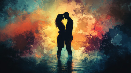 Concept love relationship art painting