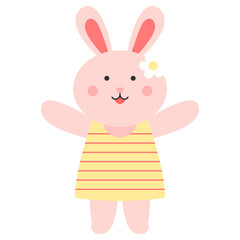 원피스 입은 귀여운 토끼 일러스트