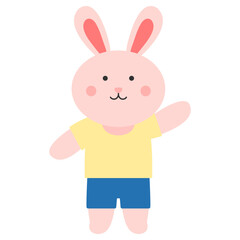 인사하는 귀여운 토끼 일러스트