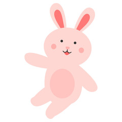 앉아서 손 흔드는 귀여운 토끼