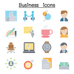 Business icon set in thin line style