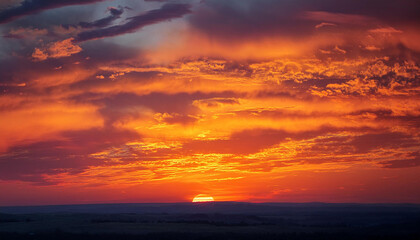 fiery orange sunset sky