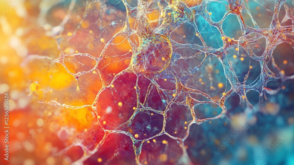 Aufkleber detailed abstract microscopic view of neural network structure with vibrant colors