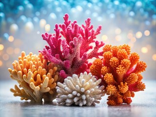 Pristine coral, stark white backdrop, underwater minimalism; isolated reef, ocean serenity.