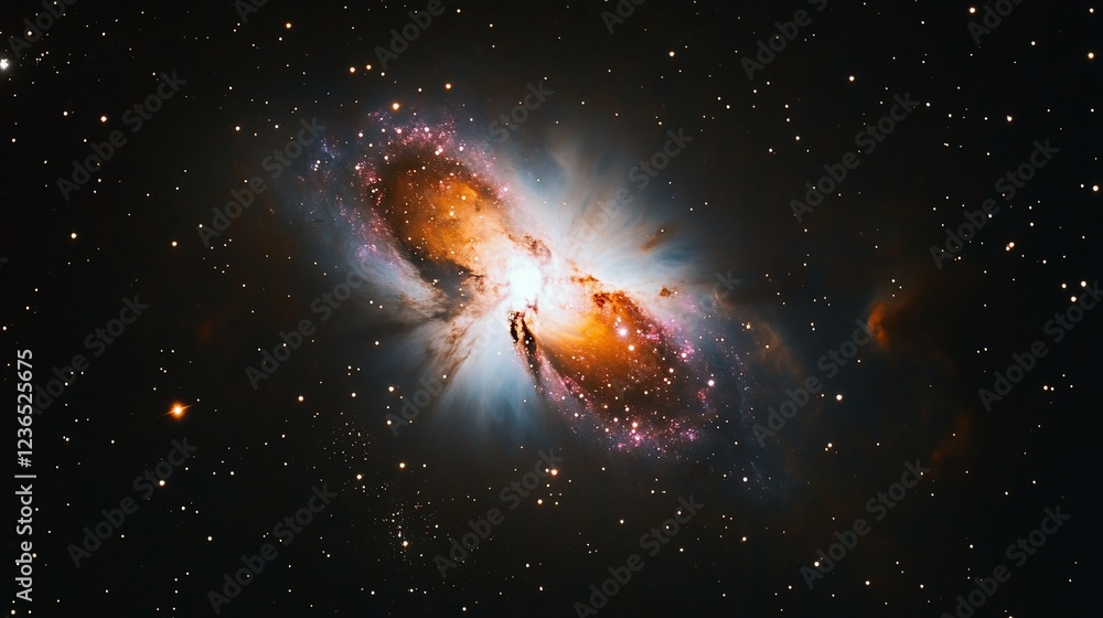 Poster a stunning view of a cosmic nebula with a swirling pattern of color and stars