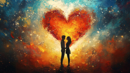 Naklejka premium Concept love relationship art painting