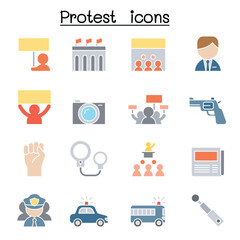 Protest icon set in thin line style