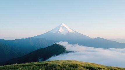 Fototapeta premium Mountain peak sunrise, cloudscape, scenic view, travel photography