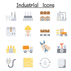 Industrial icon set in thin line style