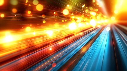 Fast speed, light trails, city night, motion blur, technology background, website header