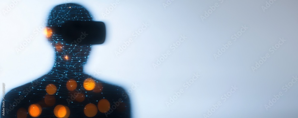 Poster virtual reality user with digital connection visuals