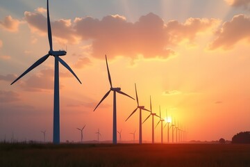 wind turbine at sunset