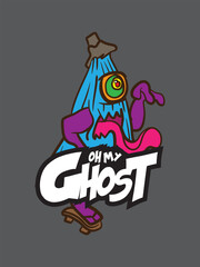 japanese ghost vector for kids tshirt cultural fashion