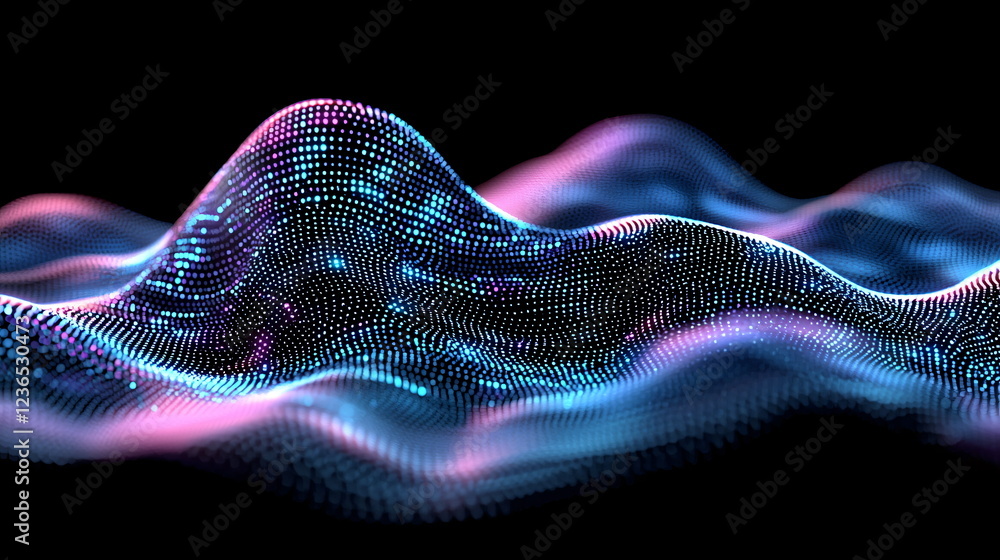Aufkleber vibrant abstract wave pattern composed of glowing blue and pink dots creating a mesmerizing visual e