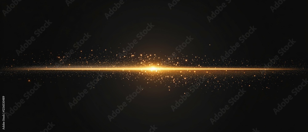 Poster golden light burst: a shimmering golden light beam bursts through a dark canvas, creating a captivat