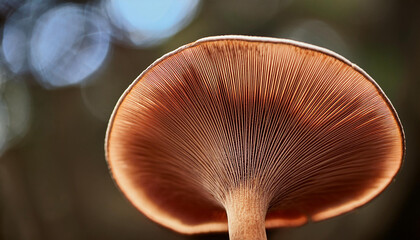 close up of a brown mushroom displaying the mushrooms gills