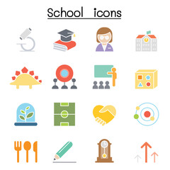 School & Education icon set in thin line style