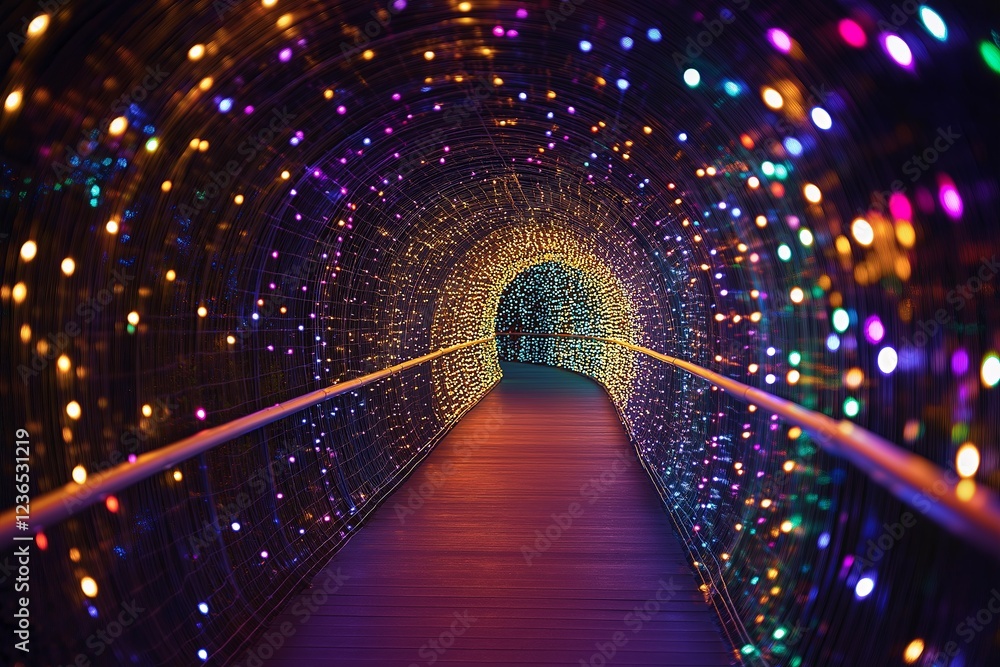Poster A hypnotic tunnel of neon lights creating an illusion of infinite depth