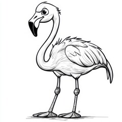 Naklejka premium Cute Wild Flamingo Coloring Page for Wetlands Enthusiasts