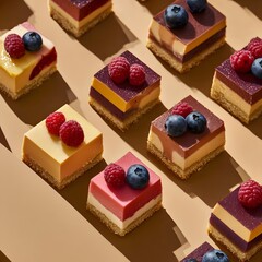 Layered desserts featuring delicate textures and rich flavors, beautifully assembled for an elegant and indulgent gourmet experience.