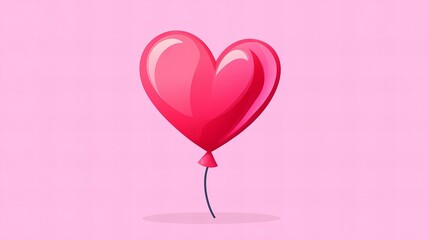 Pink heart-shaped balloon floats on a light pink background. Romantic and sweet.