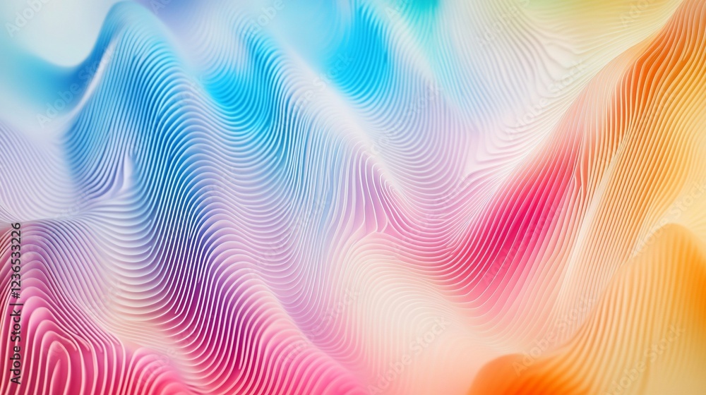 Poster abstract colorful lines flowing in a vibrant pattern with a rainbow gradient background
