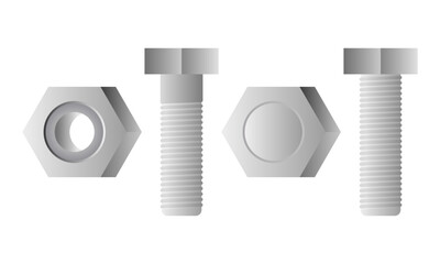 Stainless Steel Bolts Repair Tools Vector. Construction Material Bolt Icon.